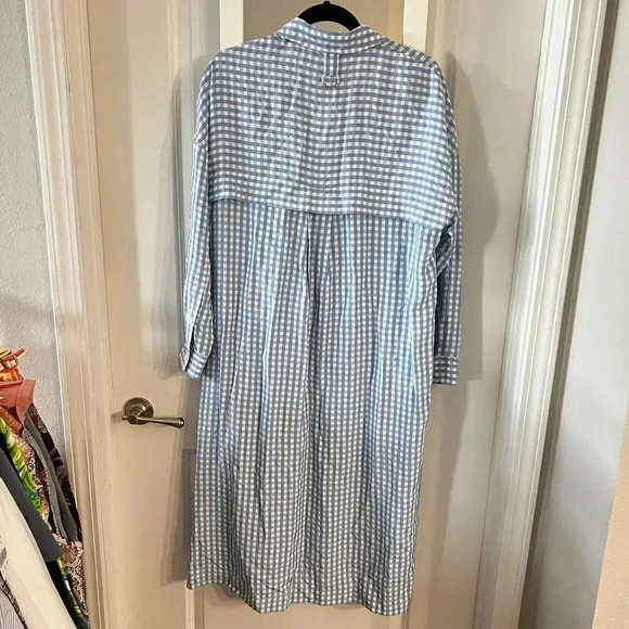 1002 Tibi Viscose Gingham Shirtdress Size XXS Color Blue White - Picture 6 of 6